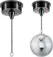 Tuanse Motor elétrico giratório de 6 rpm com luzes de 4 cores para bola de discoteca de 16 e 30 cm (não incluída) 2 modos para festa dos namorados, DJs, bandas, pubs, casamentos, boates (estilo