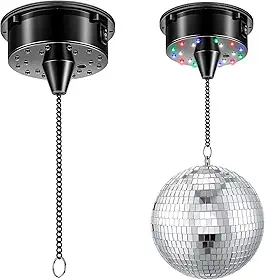 Tuanse Motor elétrico giratório de 6 rpm com luzes de 4 cores para bola de discoteca de 16 e 30 cm (não incluída) 2 modos para festa dos namorados, DJs, bandas, pubs, casamentos, boates (estilo