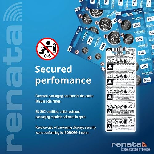 Miniatura 3 de Renata CR2016 Baterías - Batería de litio de 3 V 2016 (20 unidades)