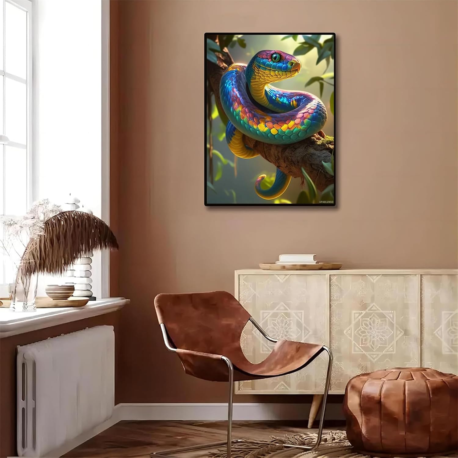 UPABLUNSO Colorful Green Snake Forest Animal Diamond Painting Kits for Adults, DIY 5D Diamond Art Full Drill for Adult, for Beginner Home Wall Decor Gift 12x16 Inch