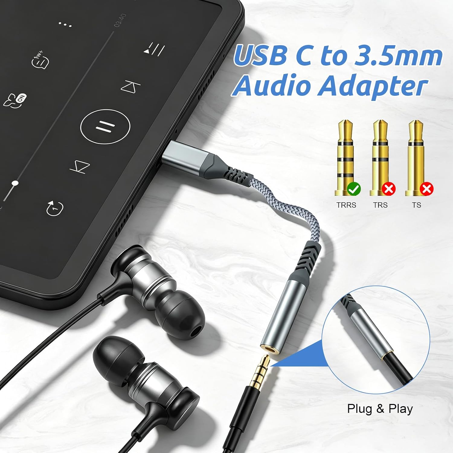 USB C to 3.5mm Audio Headphone Adapte (2 Pack) thumbnail