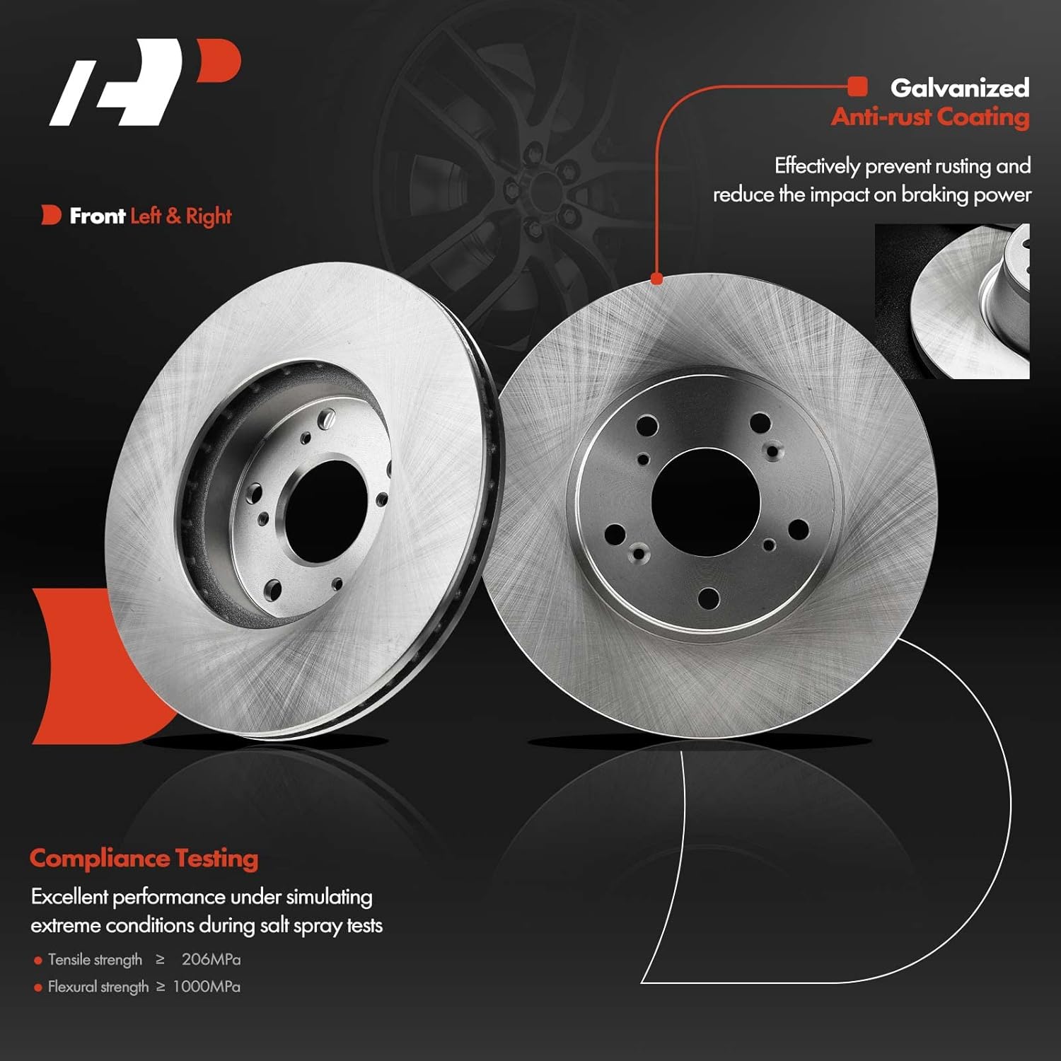 A-Premium Front Vented & Rear Solid Disc Brake Rotors + Ceramic Pads Kit Compatible with Select Honda Models - Accord 2008-2012/2014-2017, 12-PC Set