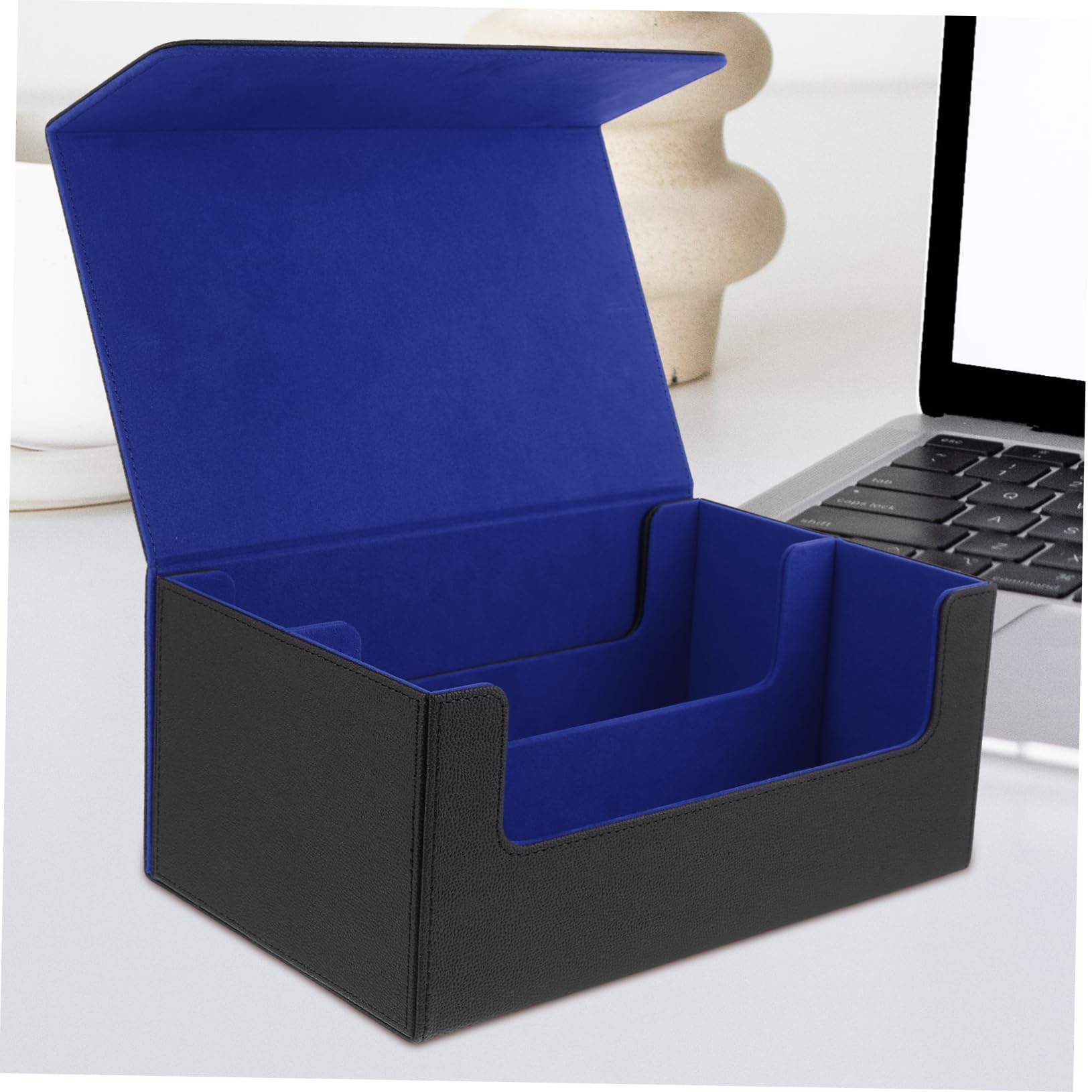 IMIKEYA Scatola Porta Carte da Gioco in Pu Blu, Chiusura Magnetica e Resistente All’usura, Contenitore Elegante per Organizzare Carte e Giochi