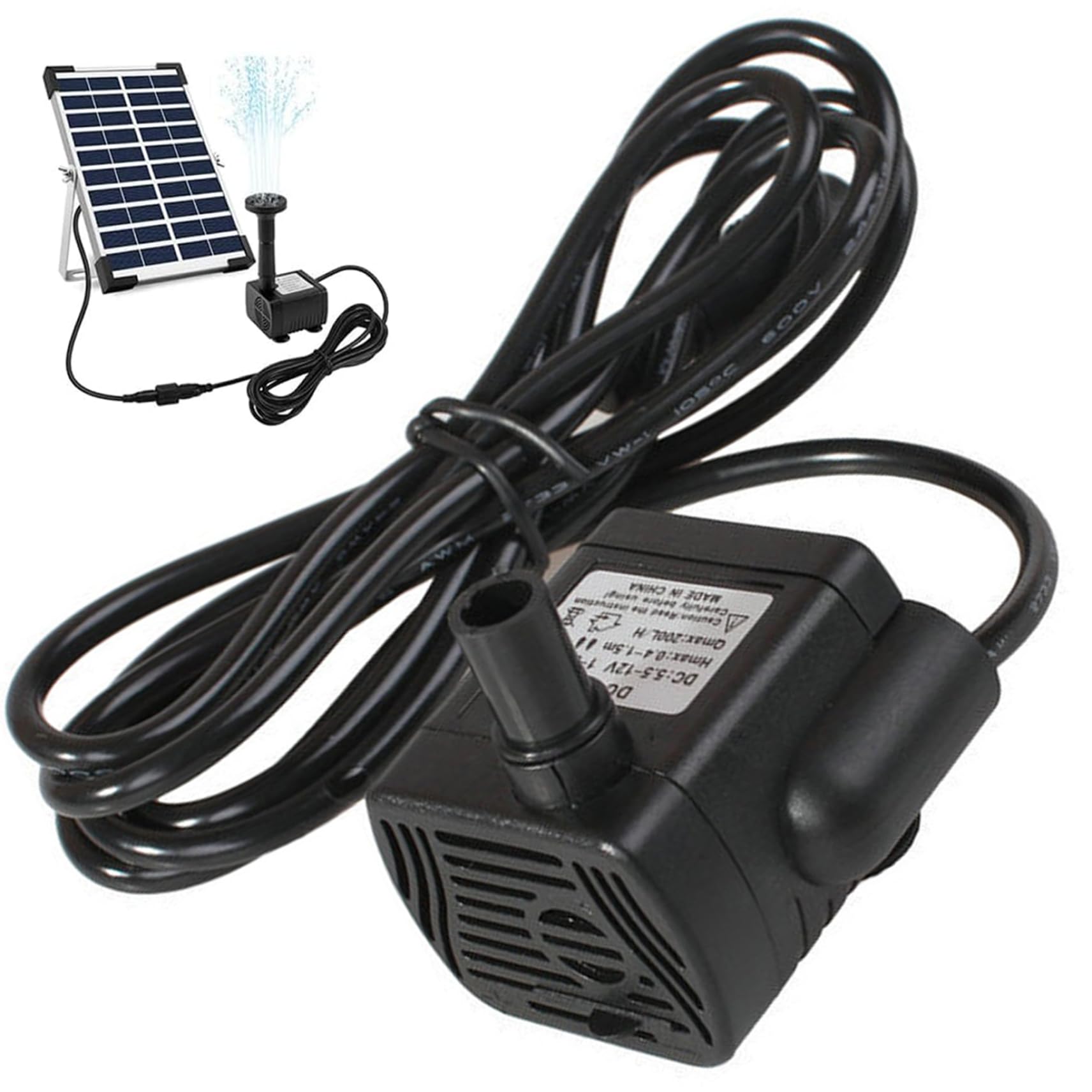DC 22V-24V 3W Mini Solar Water Pumps 300L/H Quiet Waterproof Water Feature Pumps 4.9ft Spraying Distance for Aquarium No Solar Panel