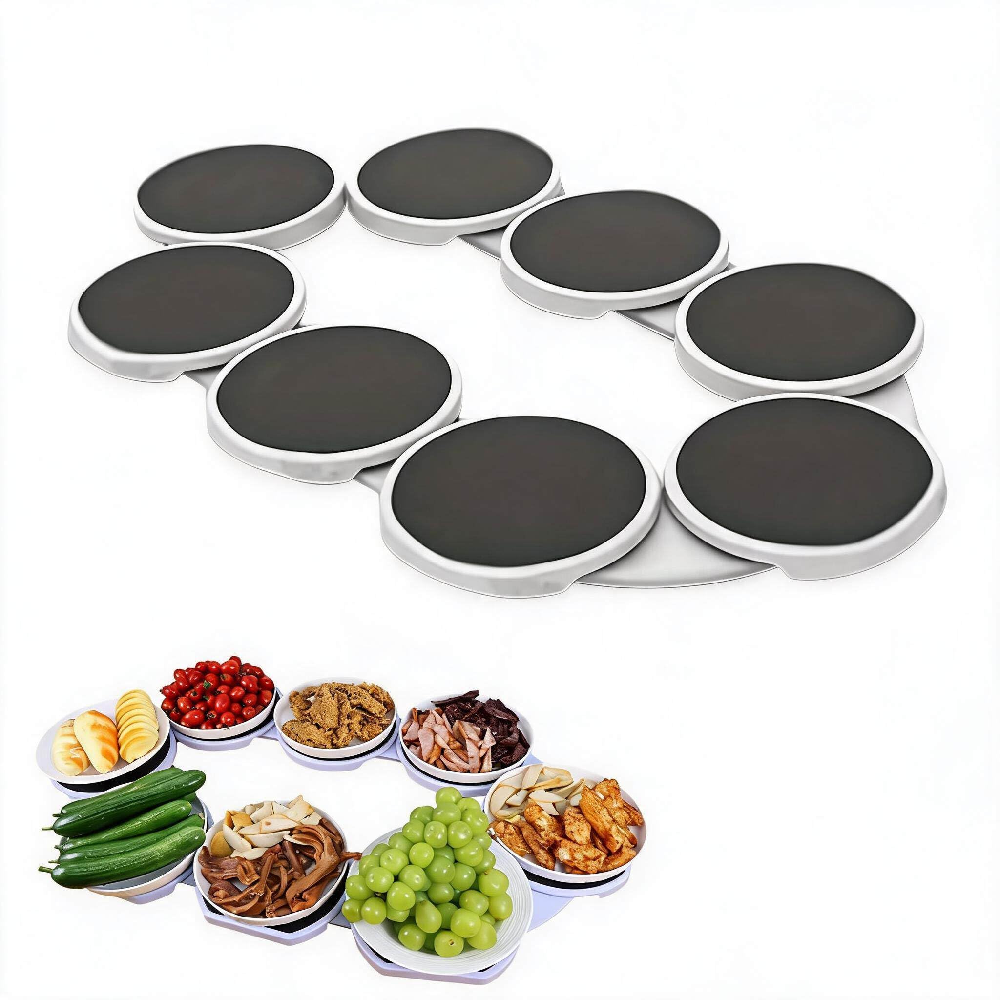 Plateau Tournant 360° Rotation, Acier Inoxydable pour Tables Rectangulaires et Oblongues, Facile à Assembler avec Accessoires Complets