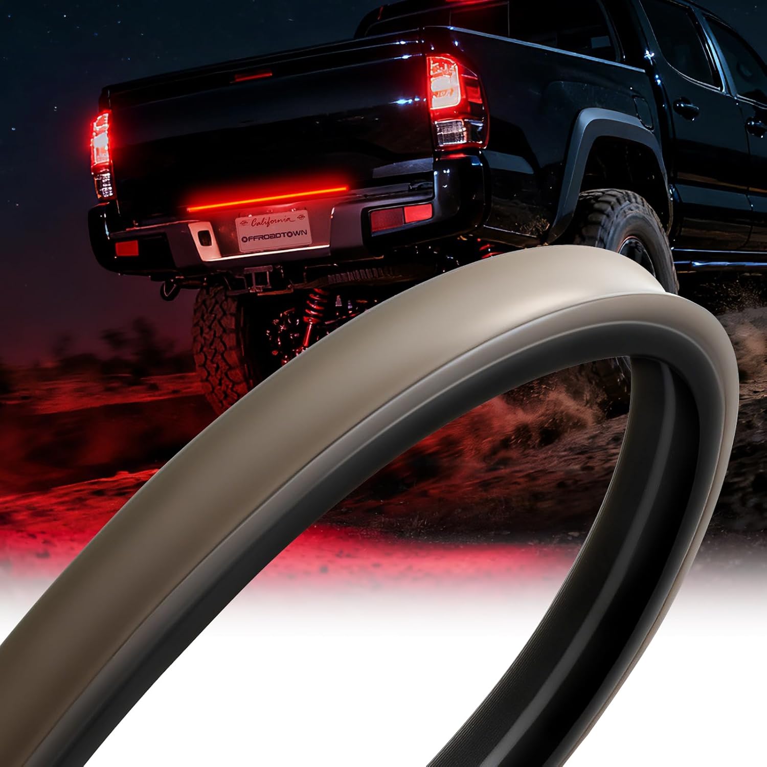 OFFROADTOWN 30inch RGB Tailgate Silicone Flex LED Light Bar 270 LED 3rd Brake/Stop/Turn/Reverse/Strobe Tail Light Custom Driving Light with Wireless Remote Control for Pickup Truck SUV RV Trailer(1PC)