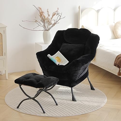Miniatura 2 de Silla perezosa con otomana, silla de lectura con almohada, sofá de ocio con otomana, silla de descanso grande para dormitorio, sala de estar,