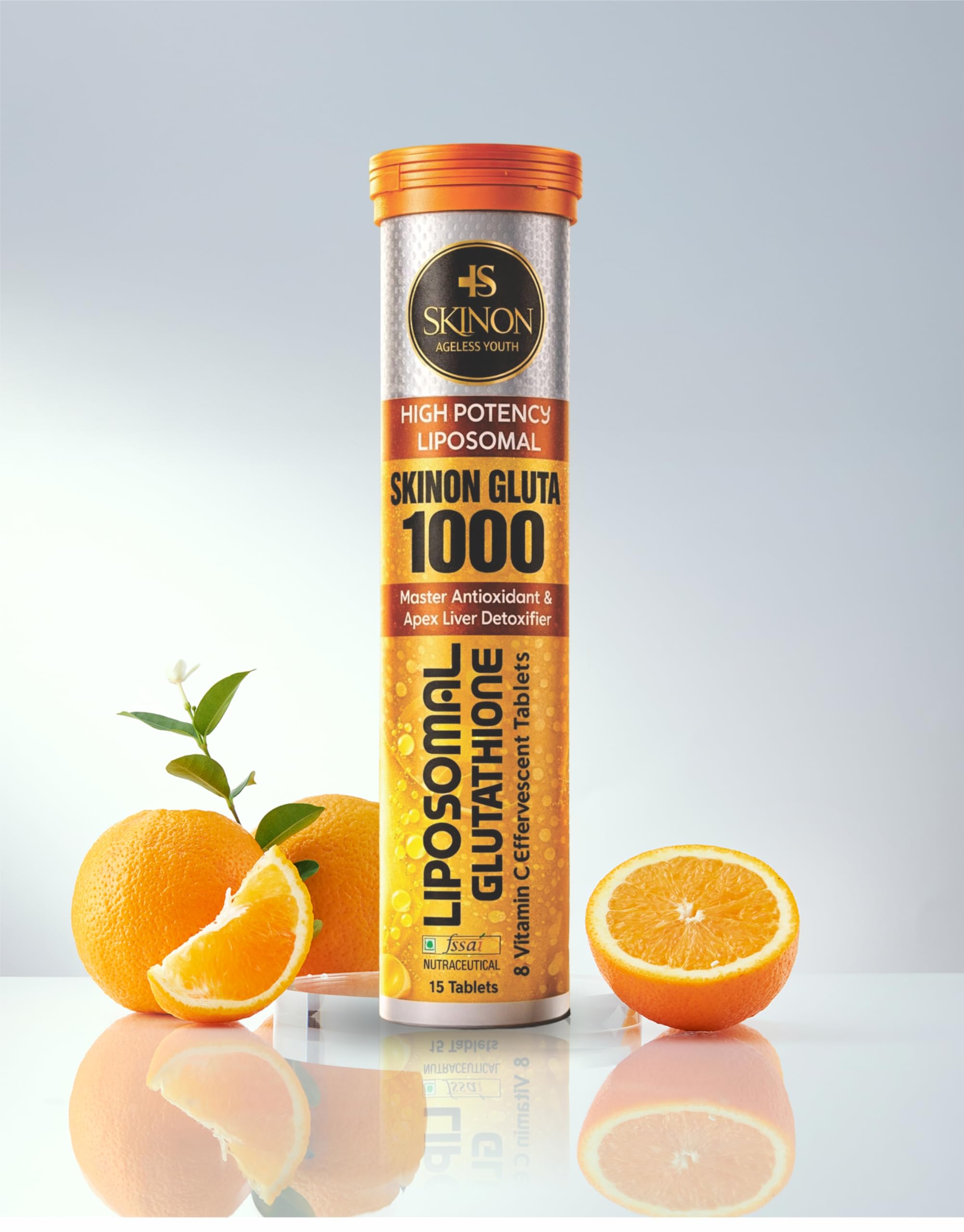 SKINON Gluta 1000 Liposomal Glutathione Effervescent Tablets | High Potency Antioxidant | Vitamin C & Skin Health Support | Orange Flavor | 15 Tablets-image-20