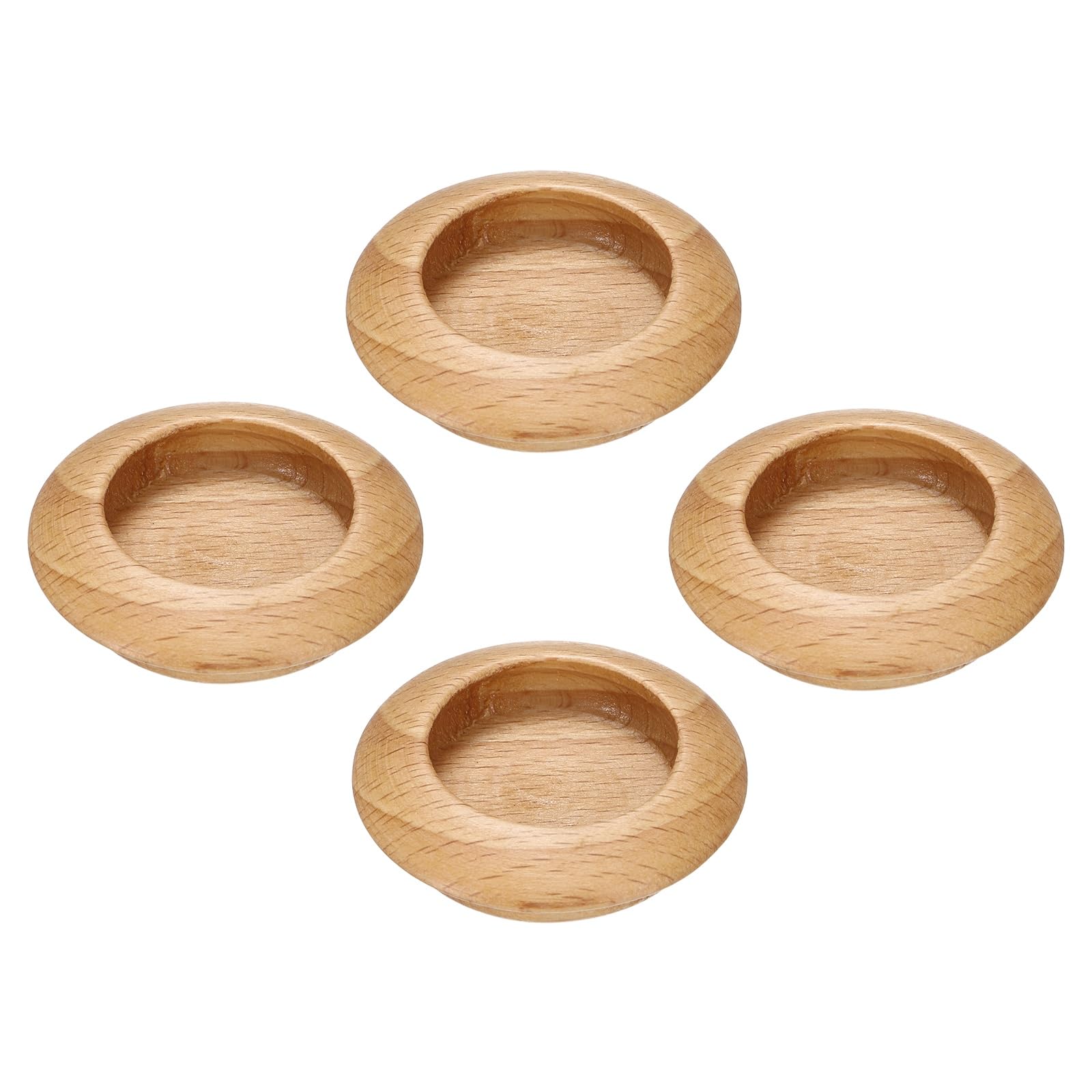 sourcing map 4pcs Wood Recessed Concealed Handle 1.65"x0.47" Embedded Design Round Painted Sliding Door Pulls Handles for Sliding Barn Bypass Doors Wardrobe Drawer