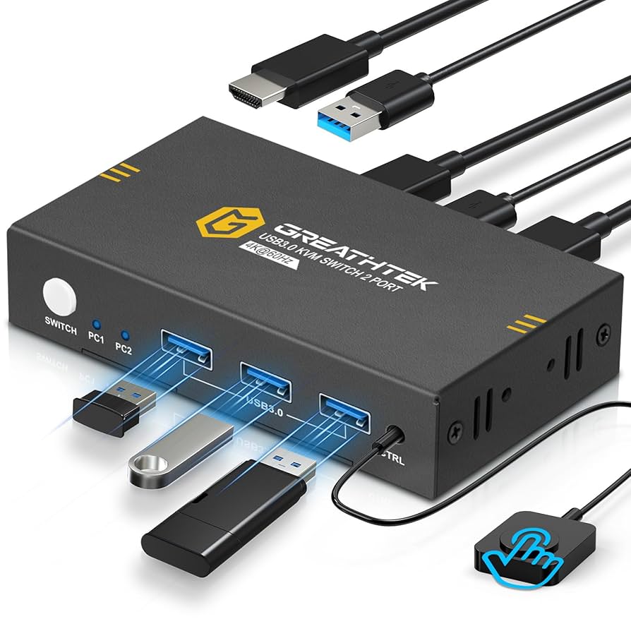Amazon.co.jp: KEBENES USB3.0 KVMスイッチ、2台のPCを1台の