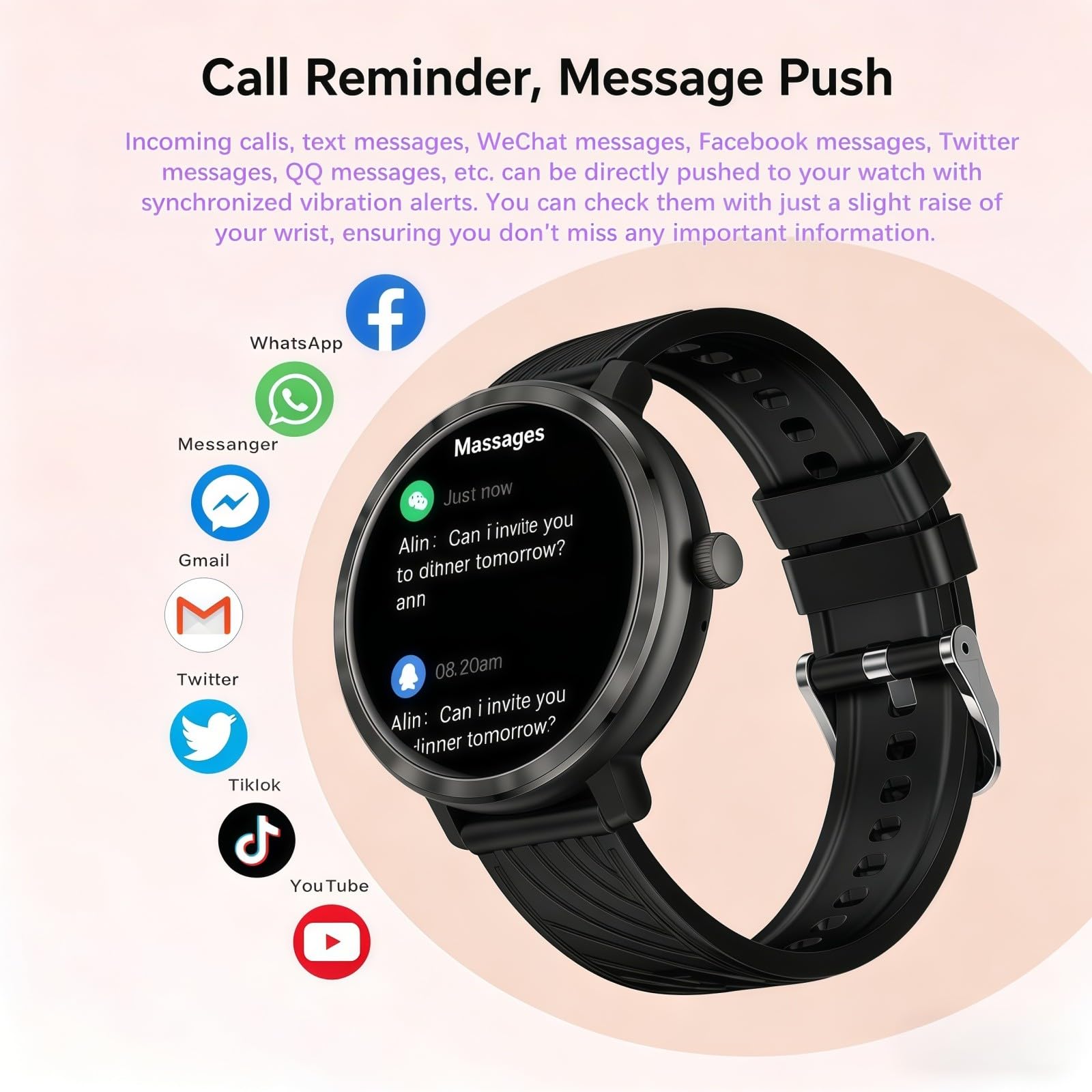 Reloj Inteligente,Reloj Deportivo,Reloj Deportivo con Monitor De Frecuencia Cardíaca,Sueño Y Spo2,Resistente Al Agua IP68,Pantalla Táctil HD,Más De 100 Deportes,para Android E iOS