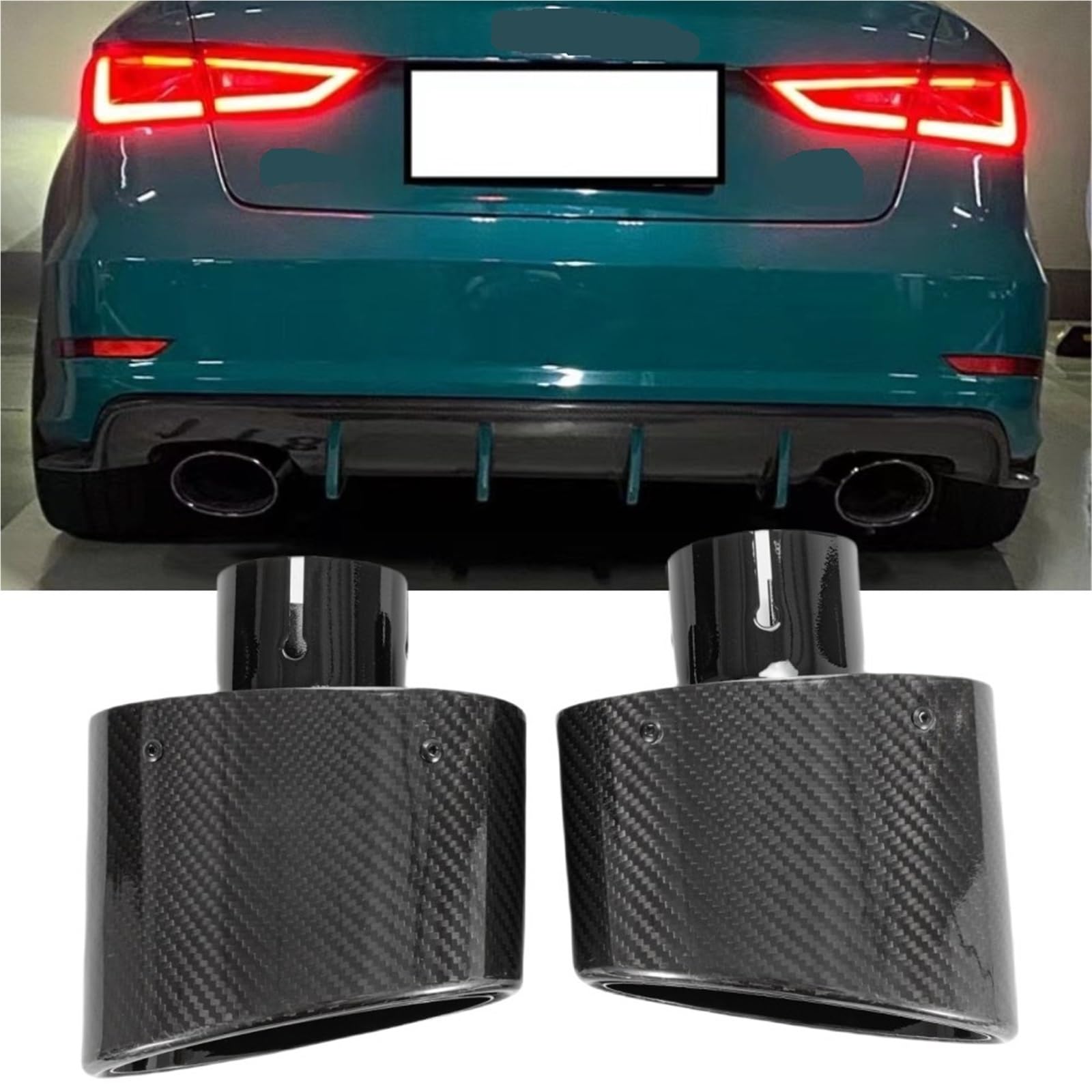 Auto Tłumik wydechowy 1 sztuka 150MM Wylot owalny błyszczący włókno węglowe końcówka wydechu uniwersalny owalny tłumik rura Tłumika wydechowego(Right 67MM)