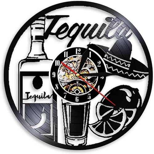 Reloj de decoración de pared de 12 pulgadas11.8 in para bebidas Dringking, arte de pared, reloj de pared de tequila, reloj de pared de tequila,