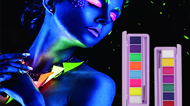 Mysense Eyeliner-Palette Wasseraktiviert – Fluoreszierende Regenbogenfarben, UV-leuchtend, 10 G