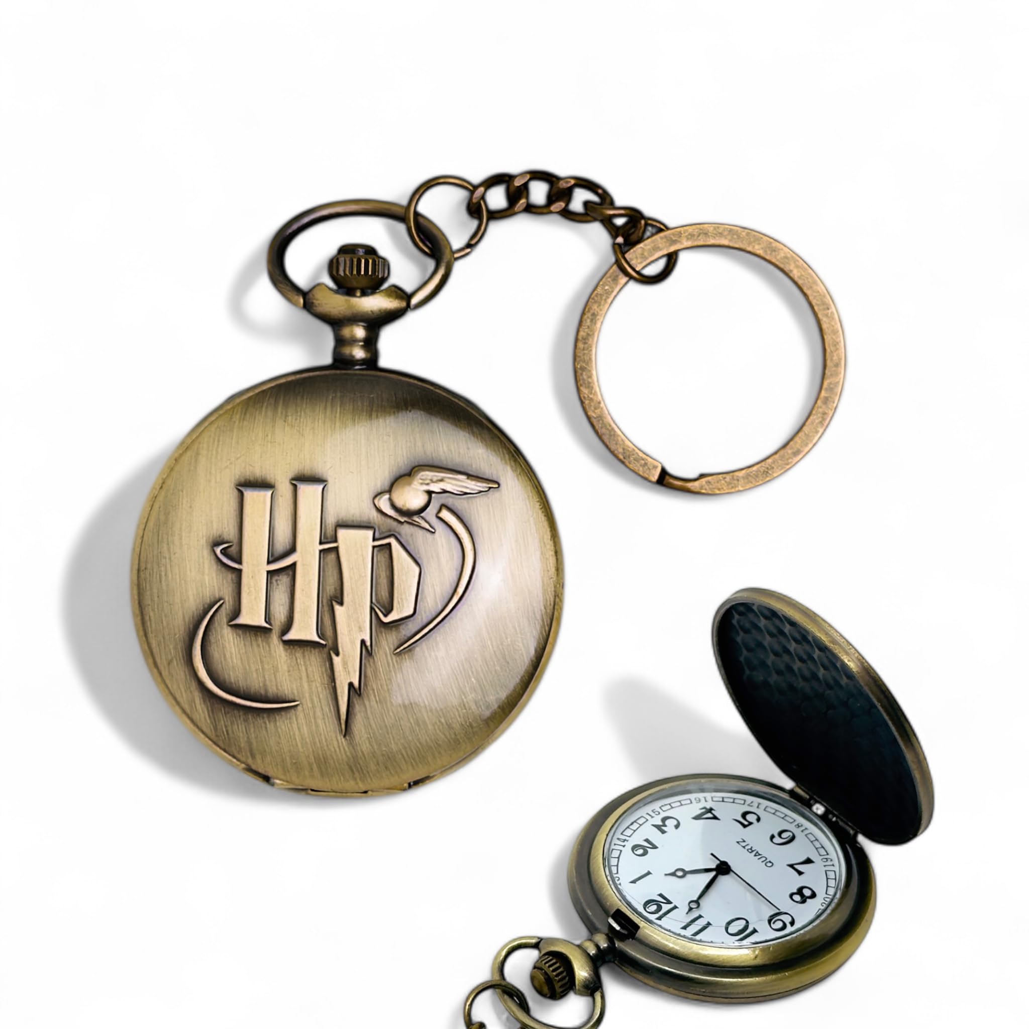 Classic Pocket Watch Keychain for Men & Women | Vintage Pocket Timepiece with Chain | Portable Analog Clock Key Ring | Unique Travel Accessory & Gift-image-9
