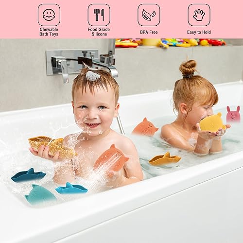Miniatura 5 de Juguetes de baño de silicona para bebés, juguetes de agua interactivos para baby shower, bañera, chorro, juguete de animales para bebés, piscina,