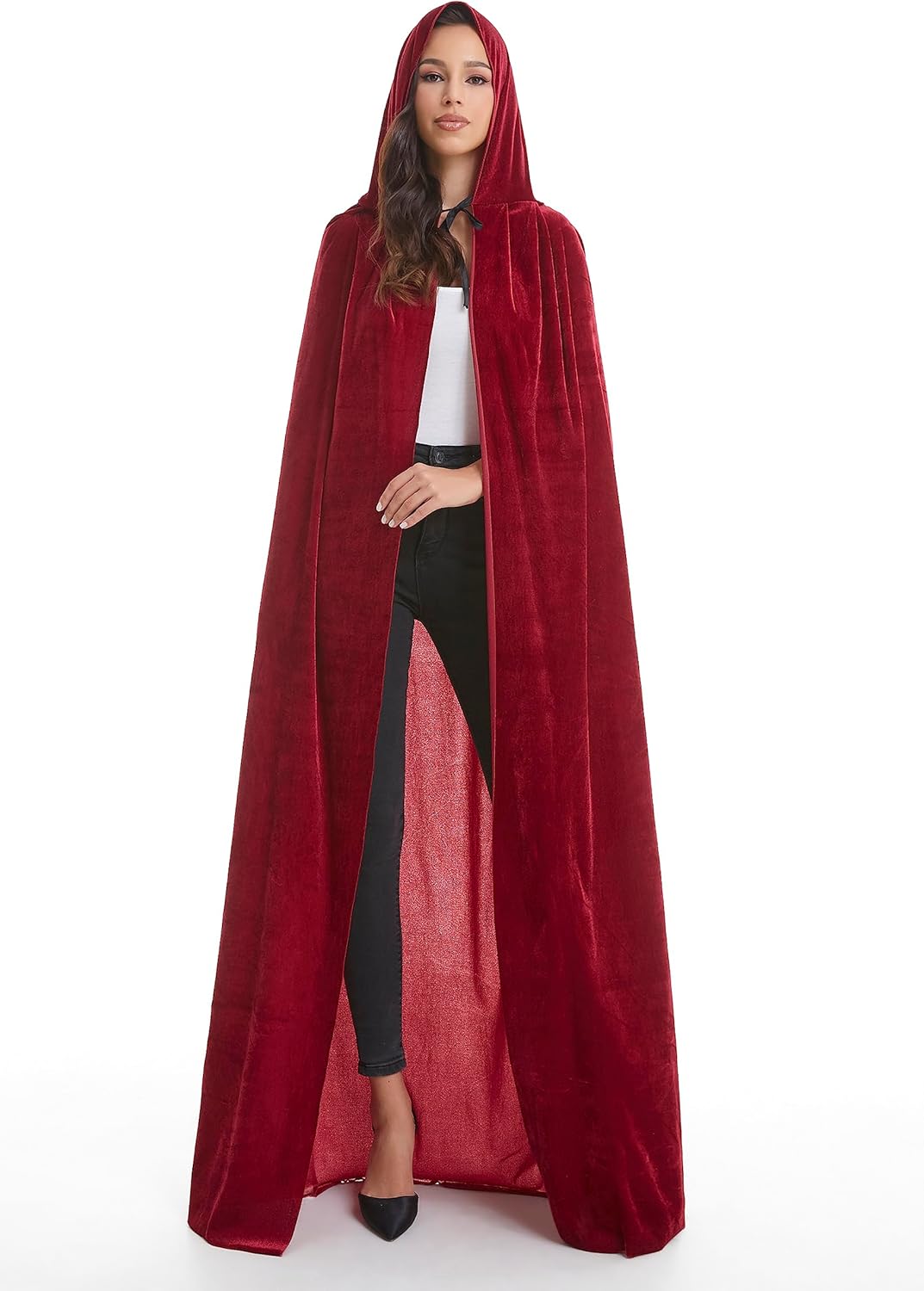 Unisex Adults Halloween Costume Cape,Velvet Hooded Vampire Cloak for Women & Men,Fancy Dress Party Cosplay Robe - Image 2