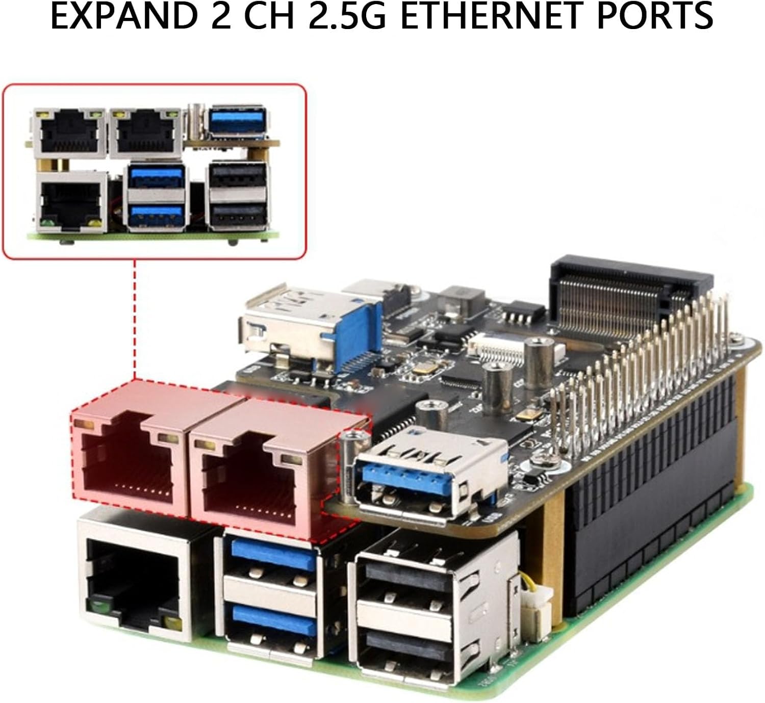 ciciglow PCIe to USB 3.2 Gen1 M.2 NVMe Adapter, 2.5G Ethernet Adapter Dual Port Expansion Card with USB 3.2 Gen1 and Gigabit LAN, Support 2230/2242/2260/2280 SSD