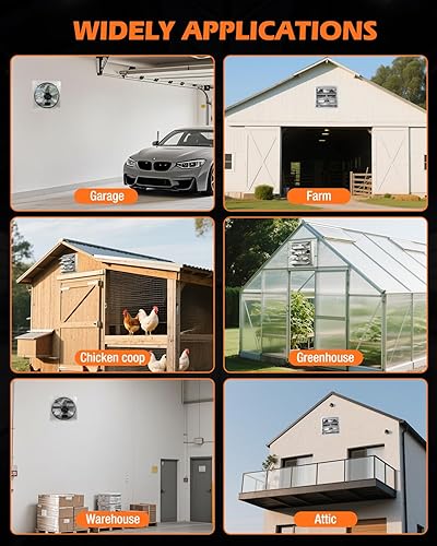 Miniatura 7 de JVO Ventilador de escape de obturador de 18 pulgadas, ventilador de pared de alta velocidad de 2600 CFM, cable de alimentación de 5.9 ft, persianas