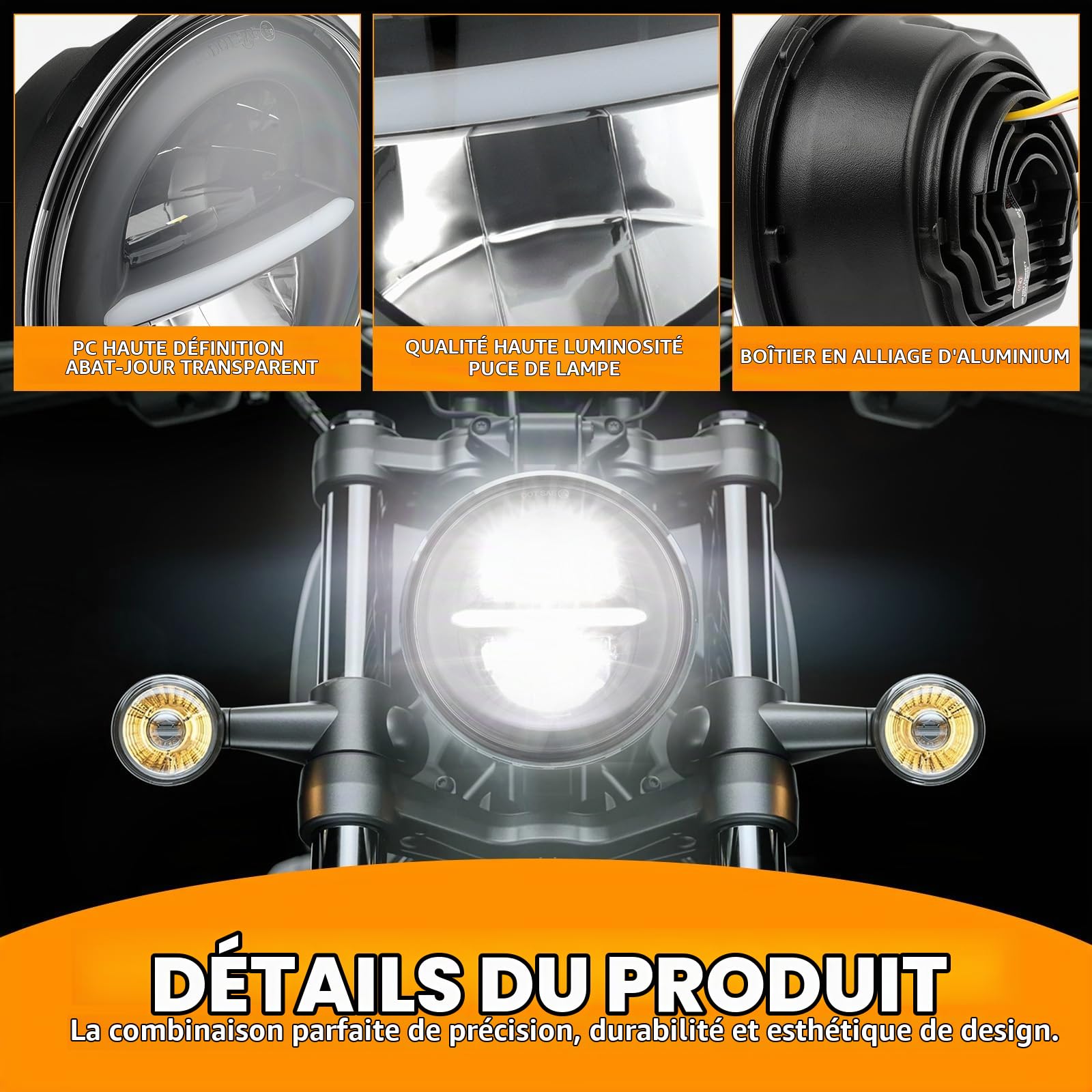 DREAMIZER 5,75'' Phare LED Moto E-marked Daytime Running Light Angel Eye Lights Compatible avec Harley Softail Dyna Super Wide Glide Low Rider Night Rod Sportster Iron 883 Indian Bobber Scout Triumph.