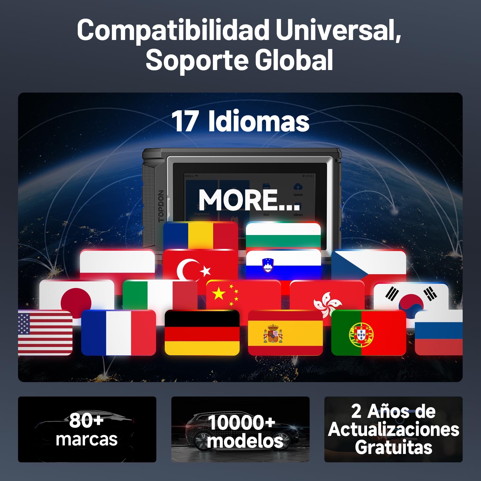 TOPDON ArtiDiag800 BT 2, Herramienta de diagnóstico de Todos los Sistemas, más de 28 Funciones de Mantenimiento, Acceso a la Puerta de Enlace FCA y protocolo Can-FD, diagnóstico inalámbrico Bluetooth