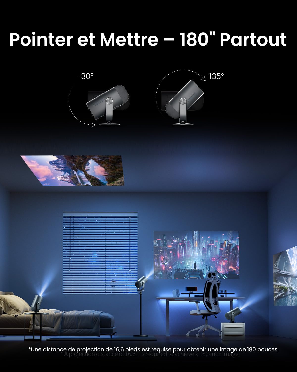 Vidéoprojecteur Portable avec Batterie Intégrée, Dangbei Freedo Mini Vidéoprojecteur 1080P, Google TV avec Licence Netflix, 450 lumens ISO, 2,5 Heures d'Autonomie pour Extérieur/Home Cinéma