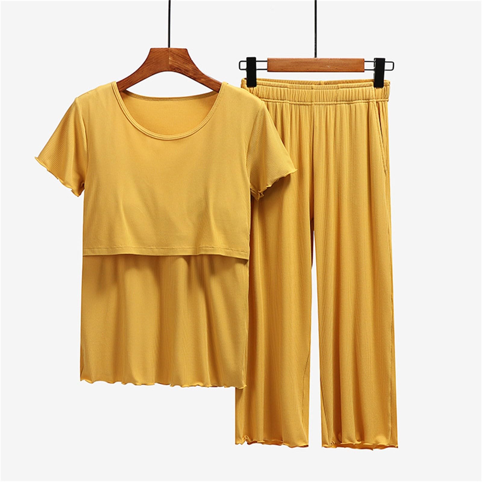 Pigiama Manica Pigiameria Allattamento Al seno Camicia Donne e Set T Bambino Maternità Top Pantaloni corti Maternità Sonno Flanella Pigiama Donna Natale