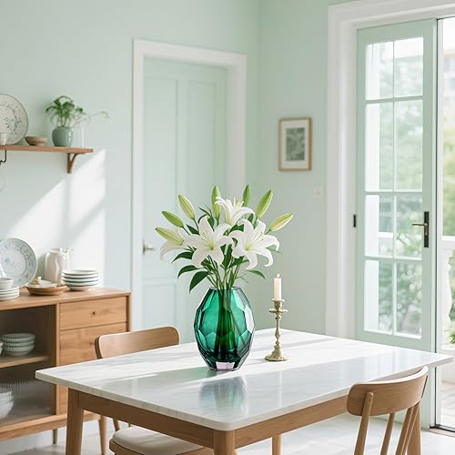 Miniatura 6 de Jarrón de arte de vidrio, florero transparente único, jarrones modernos para sala de estar, boda, mesa de comedor, oficina central de mesa jarrones