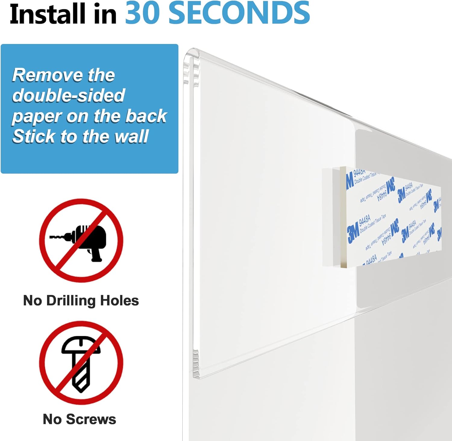 8 Pack Acrylic Sign Holder, 8.5 X 11 inch Wall Mount Clear Plastic Paper Sign Display with 3M Tape, Photo Advertising Menu Flyer Display in Home Office, Restaurant, Hotel, and Store - Image 4