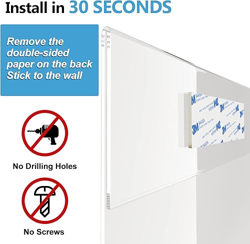 Miniatura 4 de Paquete de 8 soportes acrílicos para letreros de 8.5 x 11 pulgadas, soporte de pared de plástico transparente con cinta 3M, exhibición de folletos