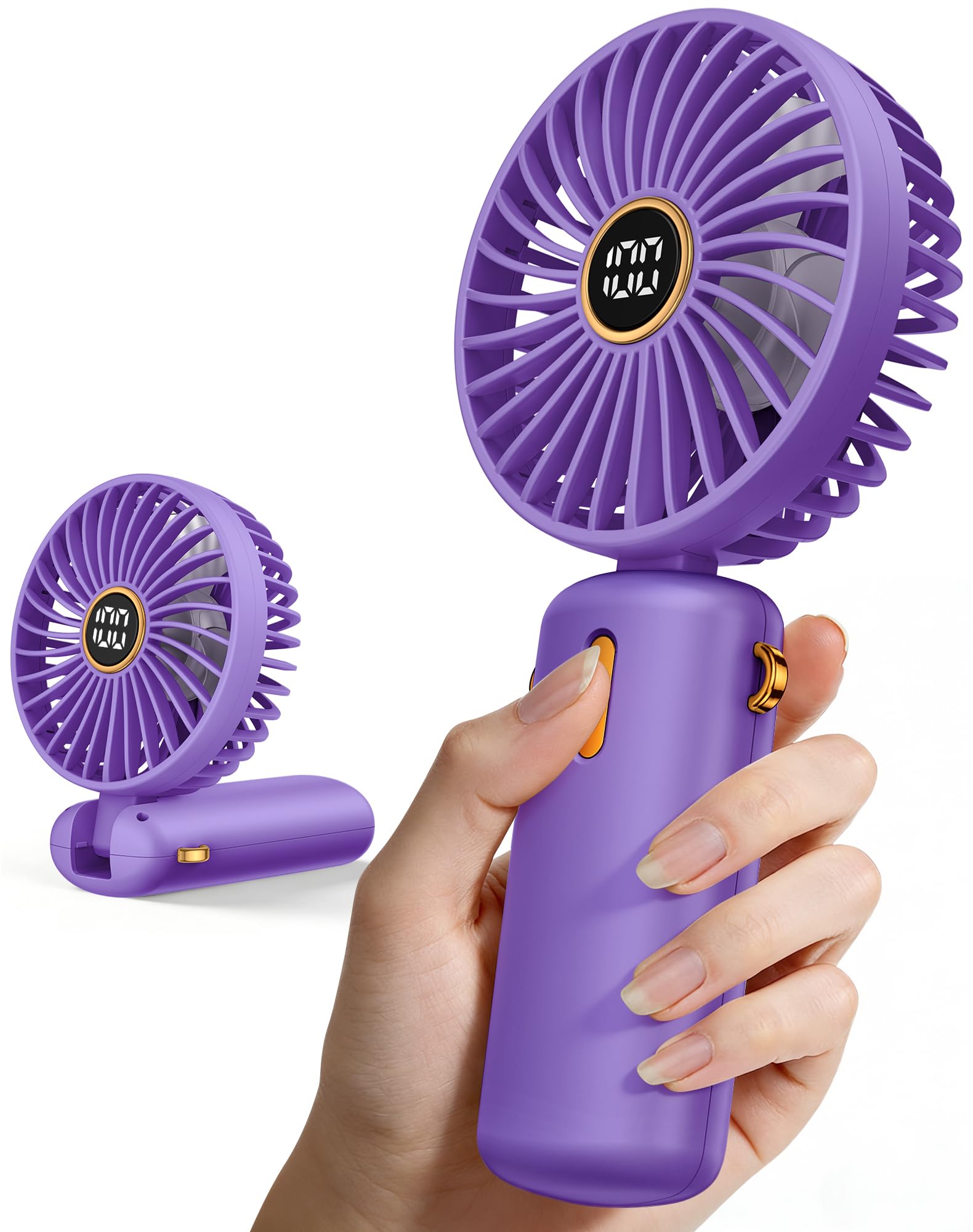 Handheld Fan Portable Hand Held - Fans Rechargeable Mini Battery Powered Travel USB Charging Small Electric Folding Foldable Powerful Personal Pocket Cooling Desk Holiday Quiet Silent Women Handbag