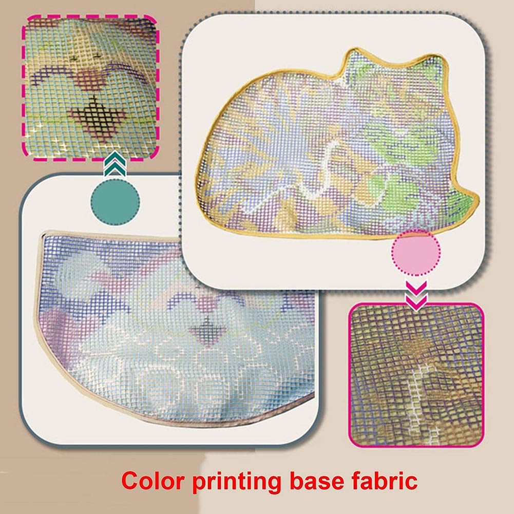 Flower Bird Latch Hook Rug Kits with Bird Pattern Printed Canvas DIY Cushion Kits Crocheting Embroidery 20.5