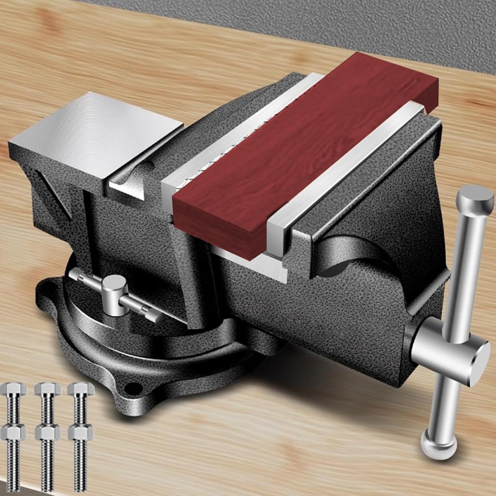 Adjustable 360-degree Rotating Bench Vise, Suitable for Woodworking, Metalworking, and DIY Projects; Includes a Screw kit. (5inch)