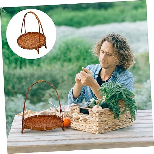 Miniatura 2 de Zerodeko Cestas tejidas 3 piezas de bambú soporte de aperitivos bandeja tejida cestas de almacenamiento cesta de postre de bambú tejido cesta de