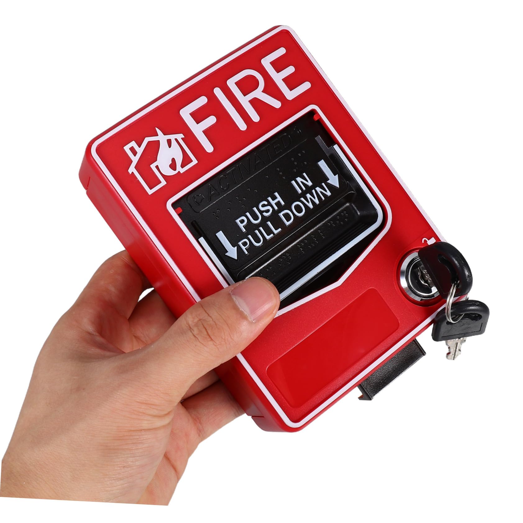 Feueralarm Notrufknopf mit Schlüssel Manuelle Rücksetzung Wasserdichter und Robuster Notfallschalter für Brandmeldung Einfache Installation Geeignet für Senioren und