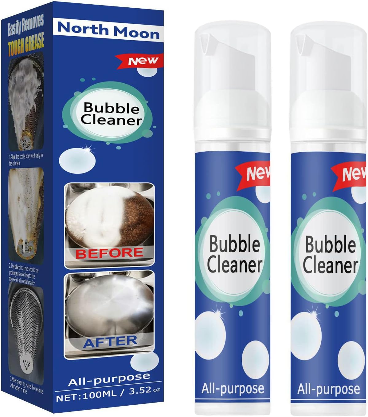 2 PCS Kitchen heavy oily Bubble Cleaner,Stubborn Grease and Grime Remover Spray, All Purpose Cleaning Solution for Kitchen, Oven, Stove, Grill (100 ML)