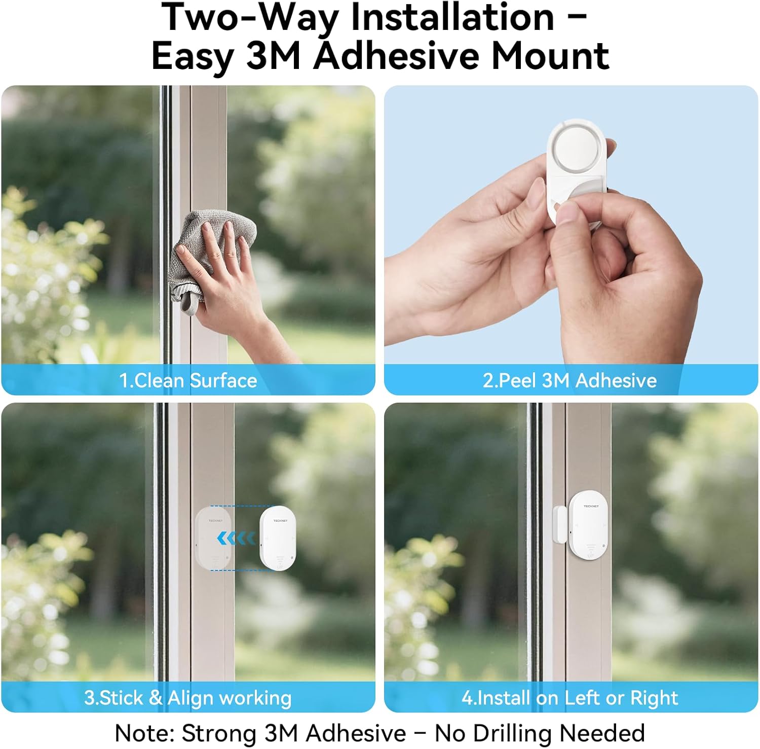 TECKNET Door Window Alarm, Personal Safety Two-Way Door and Window Alarm System, Door Alarms for Kids Safety, 2-in-1 Alarm & Chime, 3-Level Volume Control, Door Alarm for Home Security(6 Pack)