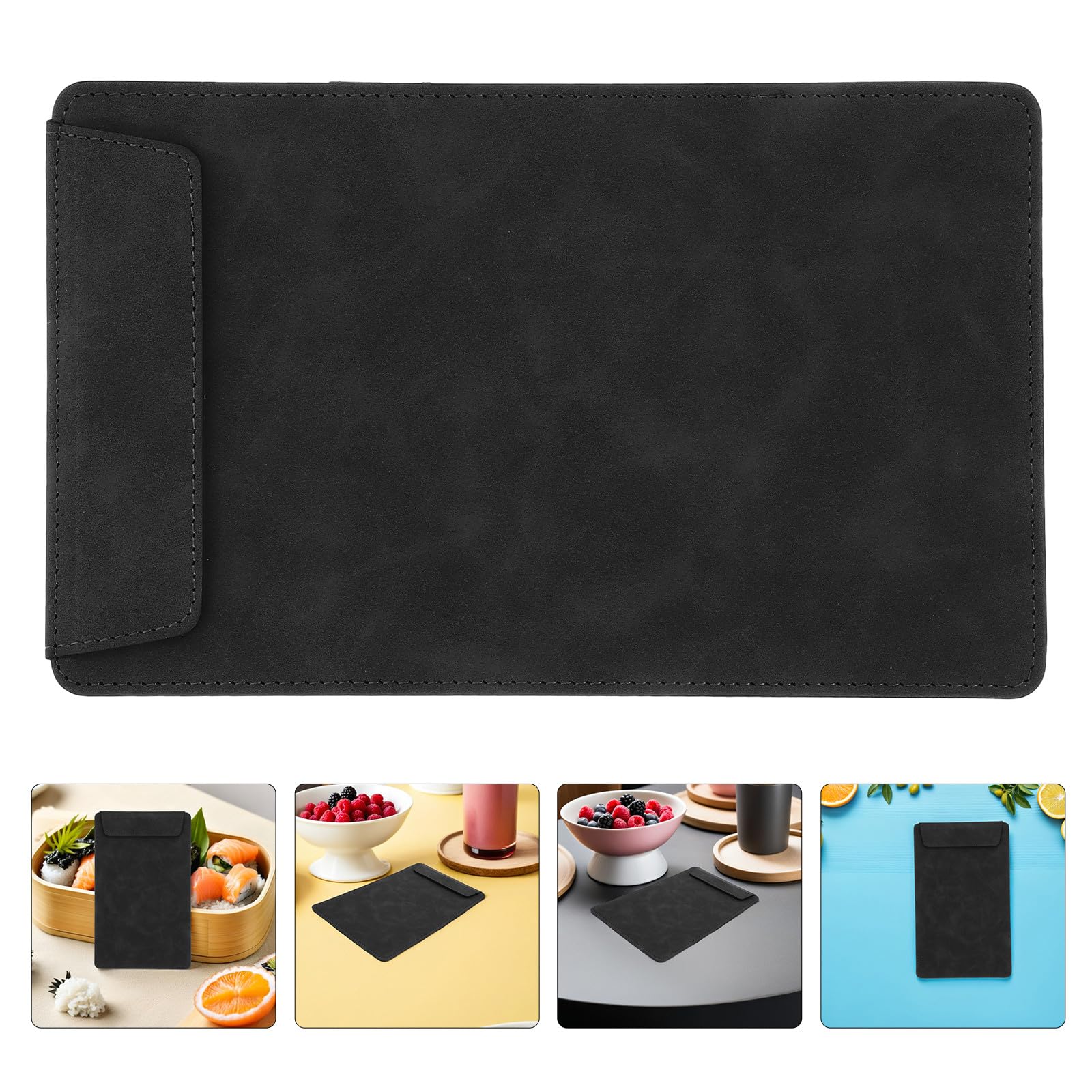 VALICLUD 4 Piezas Carpeta para Menú Negro de Cuero Sintético Clip Magnético y Mecanismo de Volteo Elegante para Uso Frecuente en Experiencias Gastronómicas