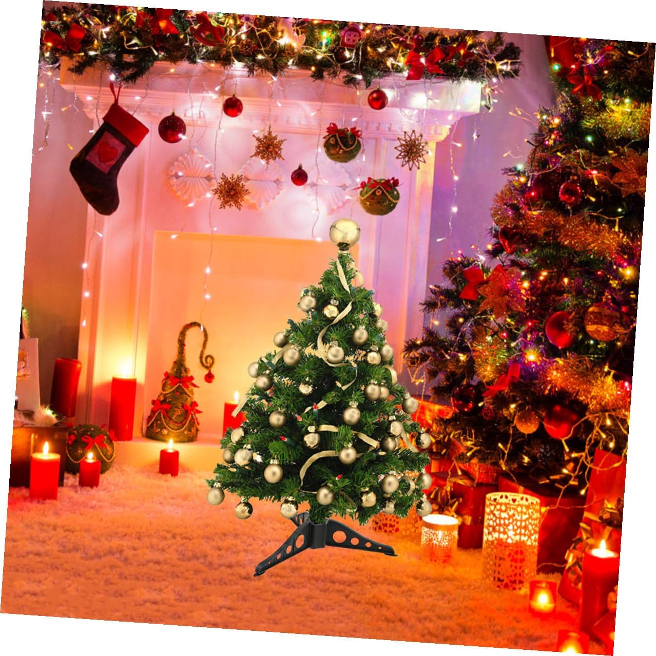 10pcs Black Xmas Tree Base Artificial Christmas Tree Stand Sturdy Tabletop Holder for Home Holiday Décor