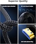 Cratree 10K 8K HDMI Cables 15FT/5M Long-Ultra High Speed HDMI Cable 8K 60hz,4K 120hz,48Gbps,HDMI 2.1,Braided Cord,eARC,HDCP 2.2&2.3, Compatible for HDTV Monitor Projector Blu-ray