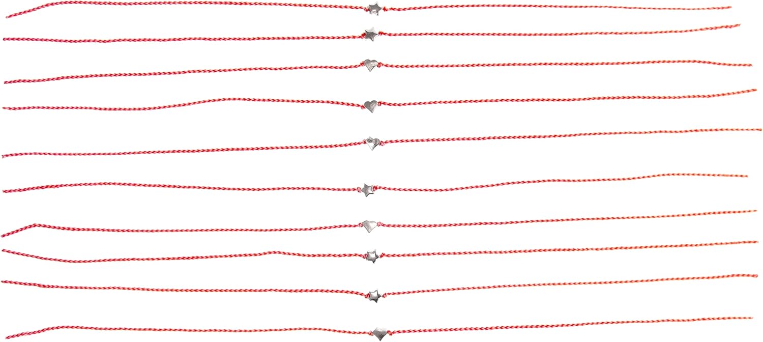 10 Simple Thin Bracelets. Chevron Thread Charm Bracelets. Handmade Red and White Friendship Martenitsa Bulgaria, Greece. March Martisor