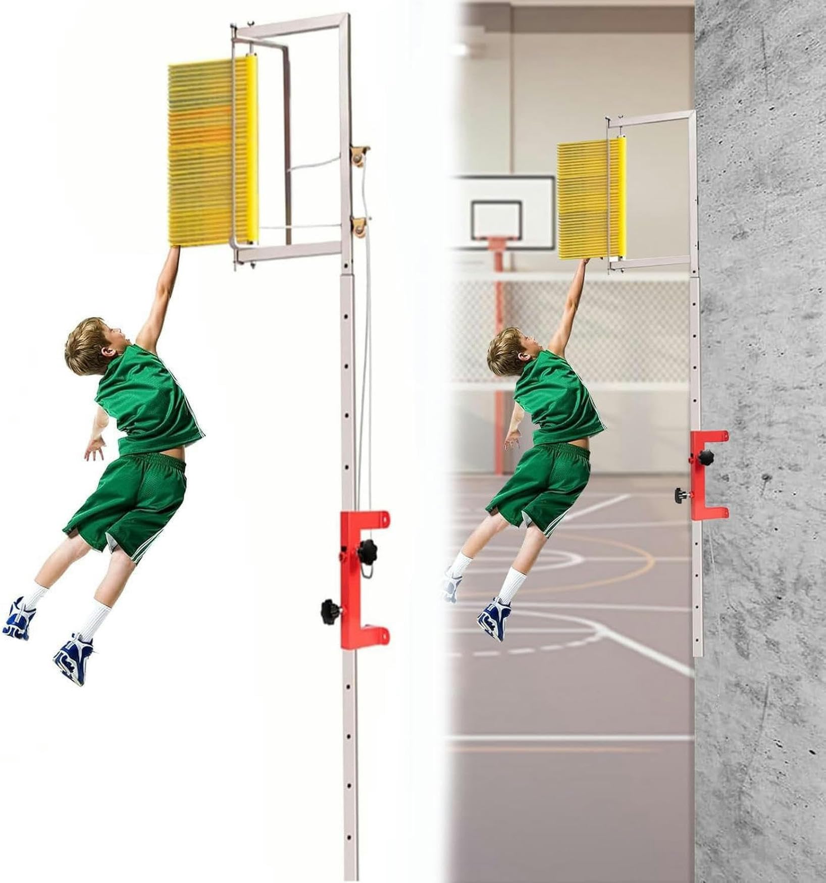 Outil de mesure de saut vertical à hauteur réglable et palettes colorées pour club de sport