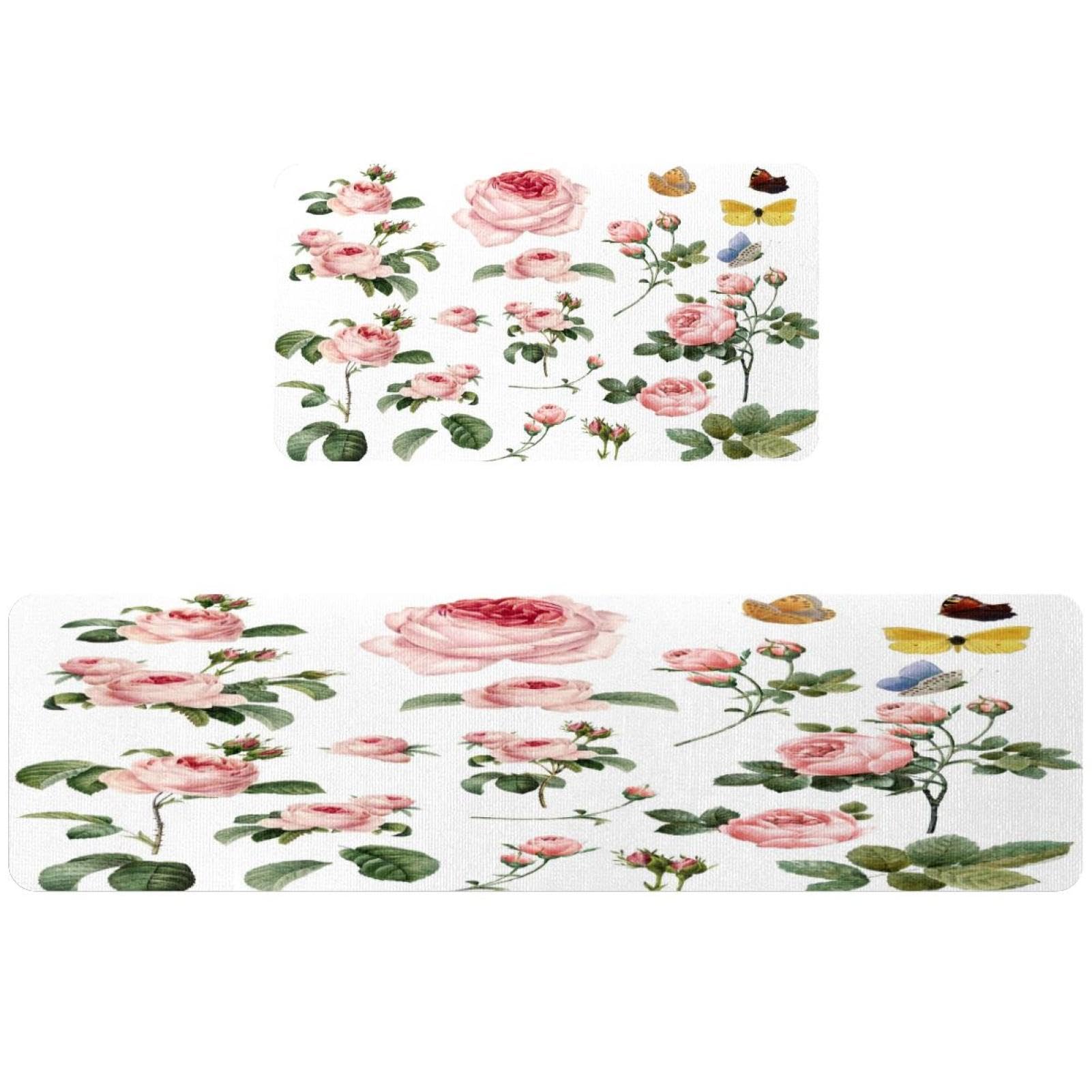 Alfombra de cocina con patrón de flores para evitar resbalones y absorber agua en el suelo