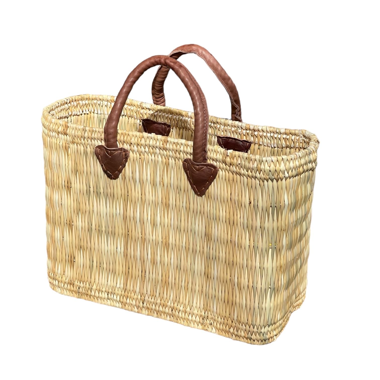 Korbtasche oder Ibiza Tasche mit Ledergriff, Marokko