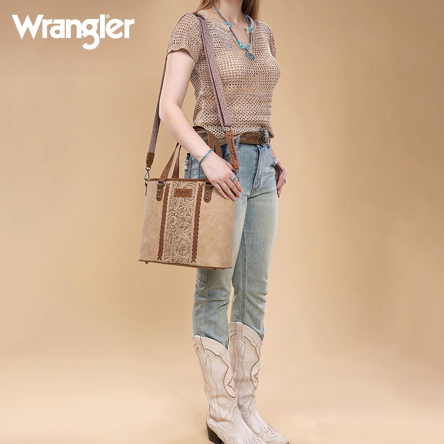 Montana West X Wrangler Tote Bag for Women Western Purses with Detachable Strap Medium Satchel Handbags | with Crossbody Strap - Image 2