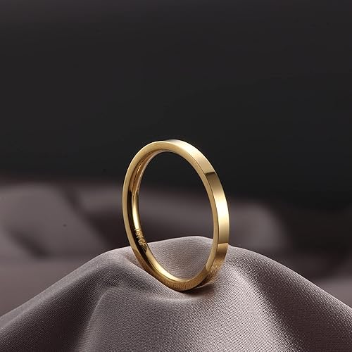 Miniatura 5 de Diamday Anillos apilables rellenos de oro de 14 quilates para mujer, anillo fino y liso, simple pulgar, meñique, ajuste cómodo, 0.039 in, 0.079 in,