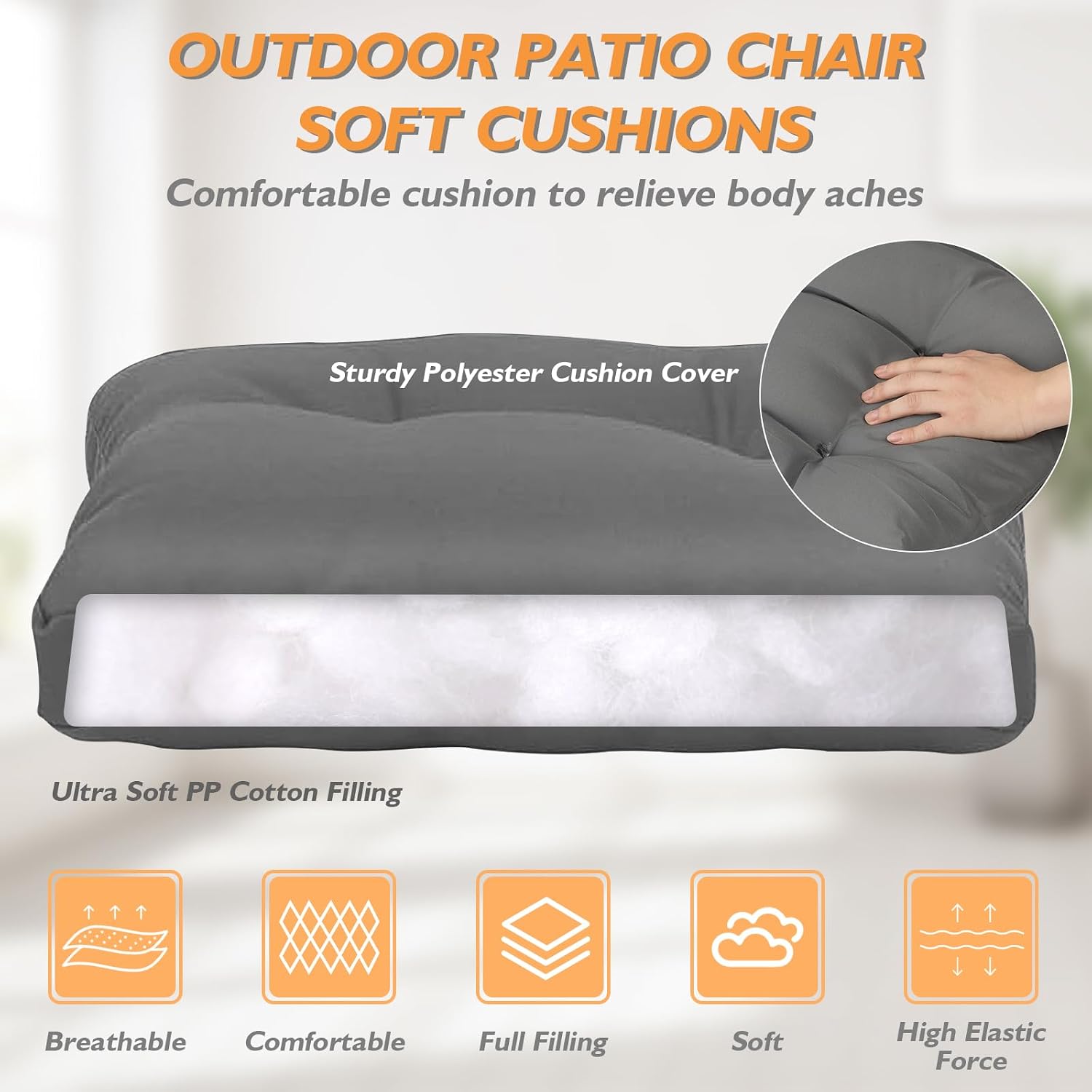 Adirondack Chair Cushions Set of 2, Outdoor Rocking Chair Cushions, Water Resistant Glider Rocker Chairs Replacement Cushions Set with Straps, Thickened Patio Chair Pad for Indoor