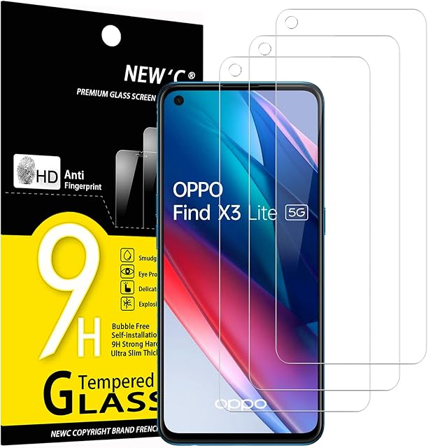 NEW'C [3 Pack] Designed for OPPO Find X3 Lite Screen Protector Tempered Glass, Case Friendly Anti Scratch Bubble Free Ultra Resistant
