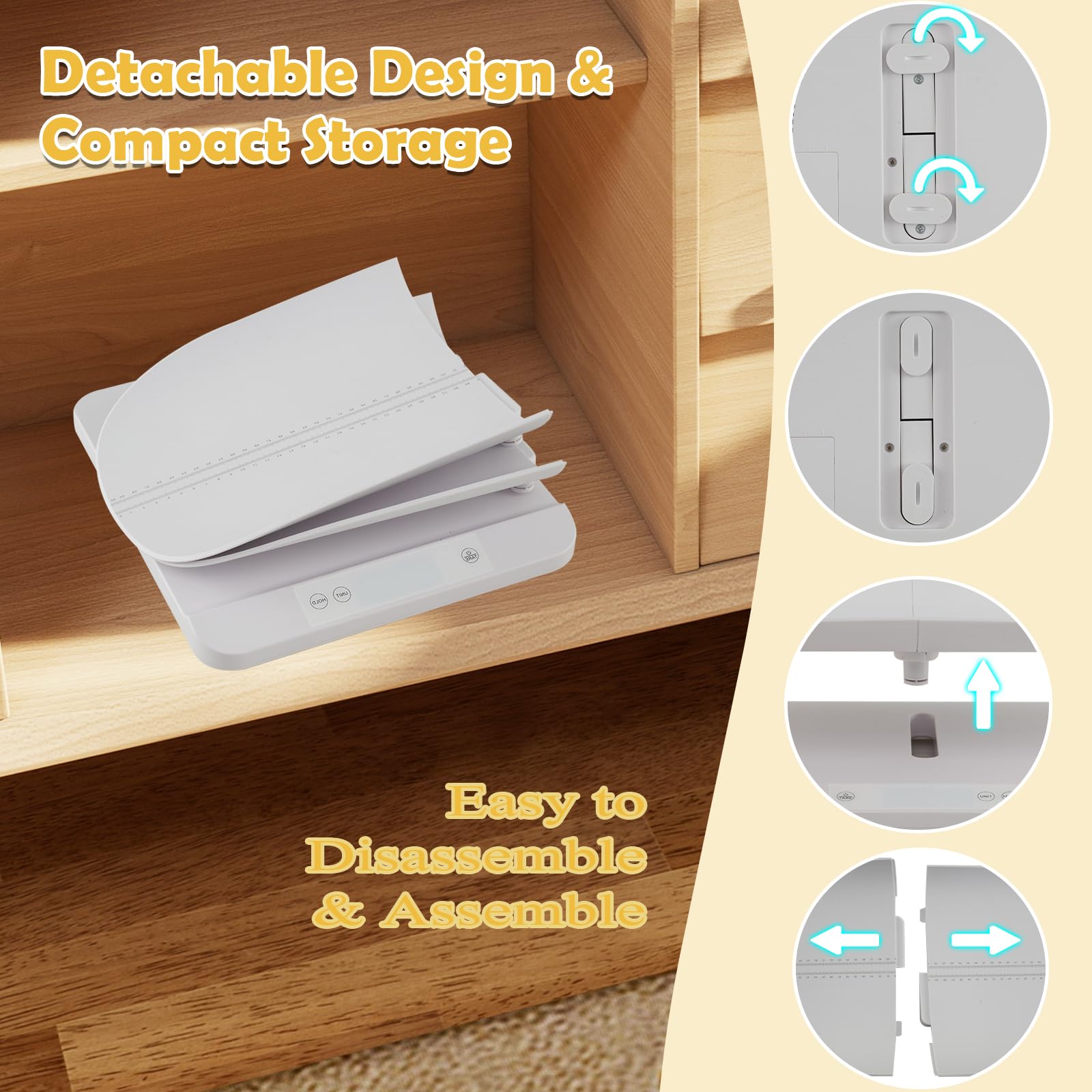 LIFEZEAL Bilancia Neonati, Bambini, Persone, Animali Domestici a 150kg, Bilancia Pesa Neonati, Musura Altezza, Smontabile, Schermo Led, Tare, Stabilizzatore, Spegnimento Automatico, Antiscivolo