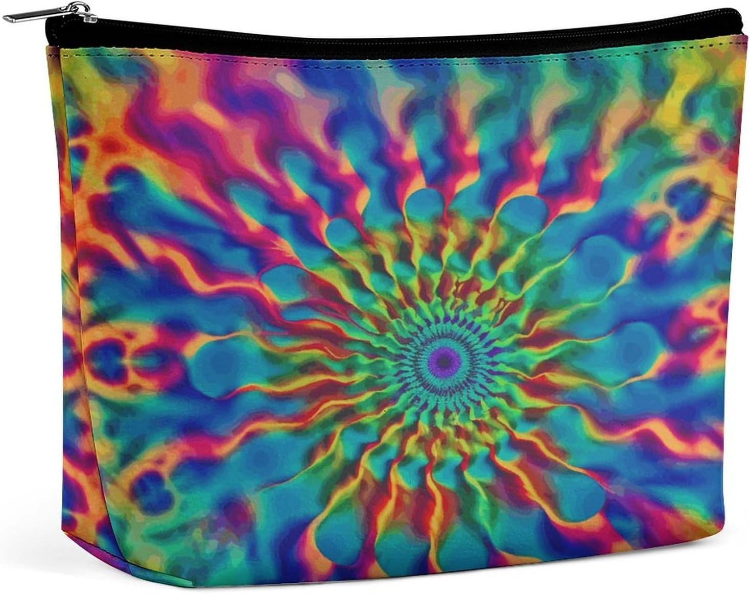 Large Capacity Pu Leather Cosmetic Bags for Women Travel Makeup Bag with Zipper Portable Waterproof Color Tie-dye Toiletry Bags Fashion Coin Purse Elegant Cosmetic Pouch